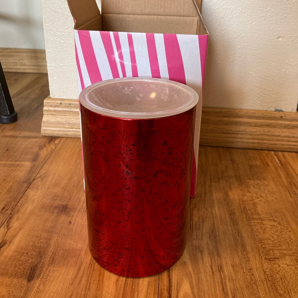 Pink Zebra Red Mercury Glass Liner with Frosted Dish